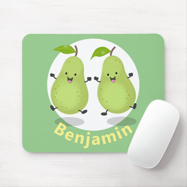 Tapis De Souris Illustration d'une paire de poires mignonne (Avec souris)