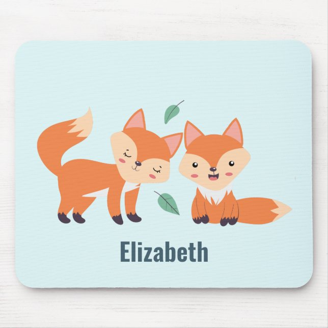 Tapis De Souris Illustration graphique des renards orange mignons (Devant)