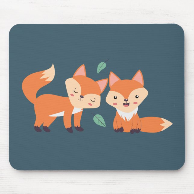 Tapis De Souris Illustration graphique des renards orange mignons (Devant)