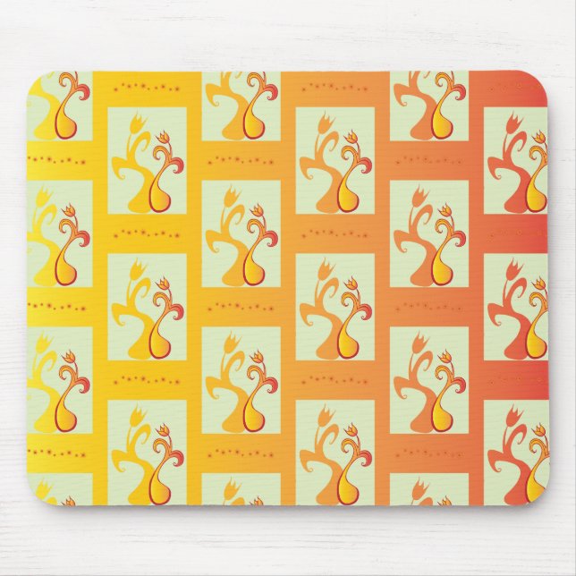 Tapis De Souris Illustration moderne Sunny jaune Tulip Couple (Devant)