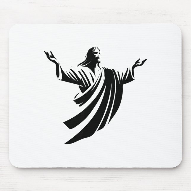 Tapis De Souris Illustration Of Jesus Christ Shadow With Open Arms (Devant)