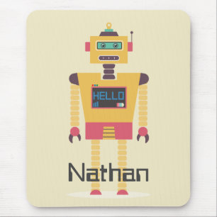 Tapis De Souris Illustration robotique rétrospective pour enfants 