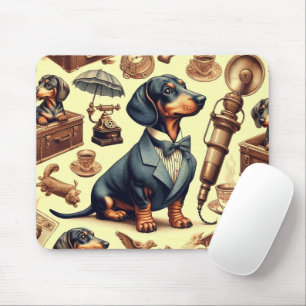 Tapis De Souris Illustration vintage Dachshund