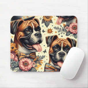 Tapis De Souris Illustration vintage de chien de boxe