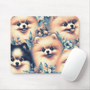 Tapis De Souris Illustration vintage de Chien de Poméranie