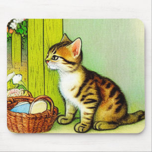 Tapis De Souris Illustration vintage Tabby Cat
