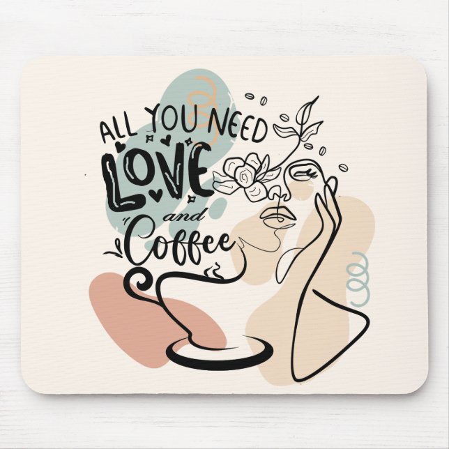 Tapis De Souris Illustrations esthétiques, Café de fille (Devant)