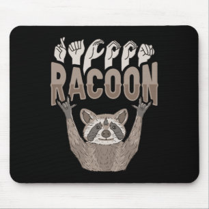 Tapis De Souris ILY Racoon ASL Geste MAIN Sourde Perte auditive Aw