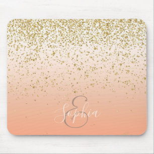 Tapis De Souris Image de dégradé de bleus de confetti en faux or