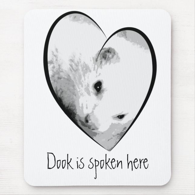 Tapis De Souris Image de Ferret mignon dans un coeur (Devant)