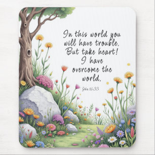 Tapis De Souris Image de verset biblique Jean 16:33 Affiche