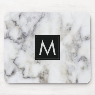 Tapis De Souris Image Du Monogramme De Pierre De Marbre blanc