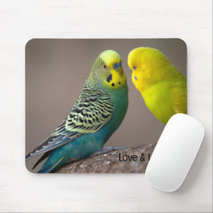 Tapis de souris image Perroquet de l'amour et text