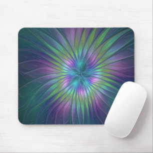 Tapis De Souris Imaginaire brillant coloré Fleur Abstrait Fractal