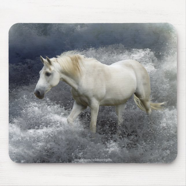 Tapis De Souris Imaginaire Cheval Blanc & Surf Océan Mousepad (Devant)