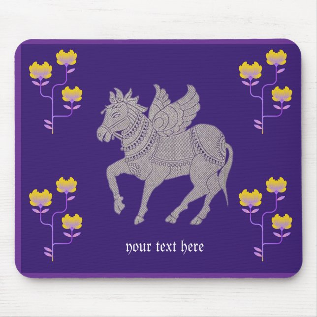 Tapis De Souris Imaginaire cheval et fleur mousepad (Devant)