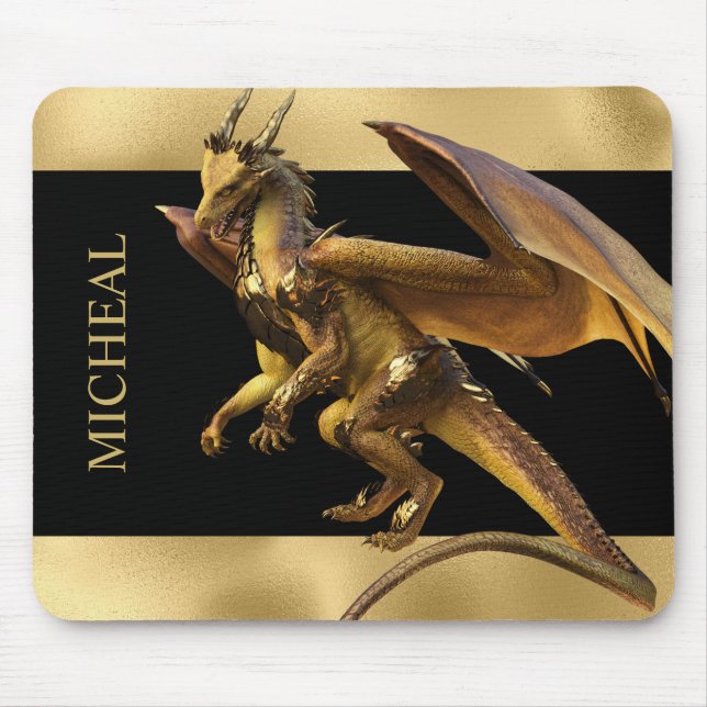 Tapis De Souris Imaginaire Dragon d'or personnalisé (Devant)