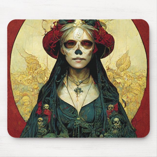 Tapis De Souris Imaginaire foncé Gothique Skull Femme (Devant)