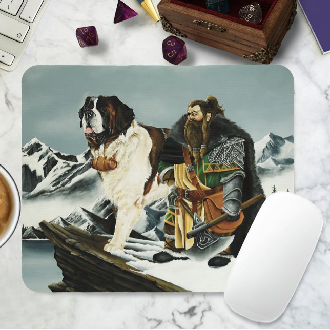 Tapis De Souris Imaginaire nain Saint Bernard Dog (Créateur téléchargé)
