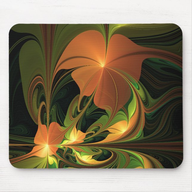 Tapis De Souris Imaginaire Plante Abstrait rouille verte Brown fra (Devant)