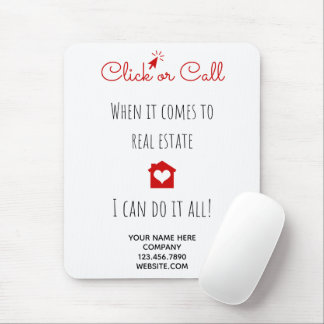 Tapis De Souris Immobilier Cliquez ou appelez Marketing Cadeau Pop