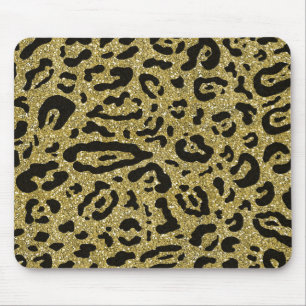 Tapis De Souris Impression animalière léopard guépard noir paillet