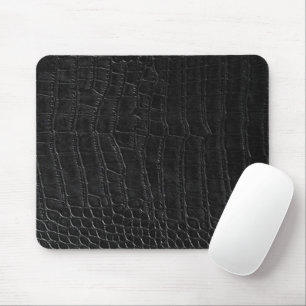 Tapis De Souris Impression cuir de crocodile faux noir