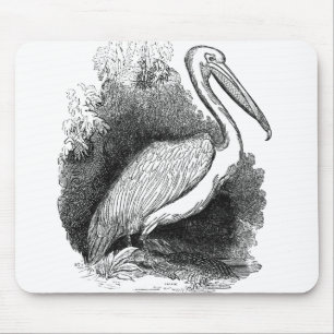 Tapis De Souris Impression d'art au stylo et encre Pelican Blanc V
