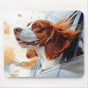 Tapis De Souris Impression d'art de chien joyeux dans le vent