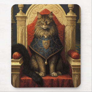 Tapis De Souris Impression d'art du trône de chat Maine Coon noble