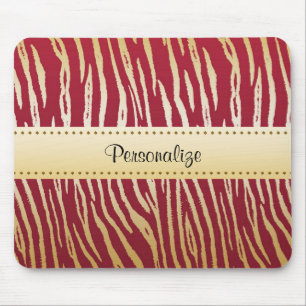 Tapis De Souris Impression de tigre élégante rouge et or Motif ani