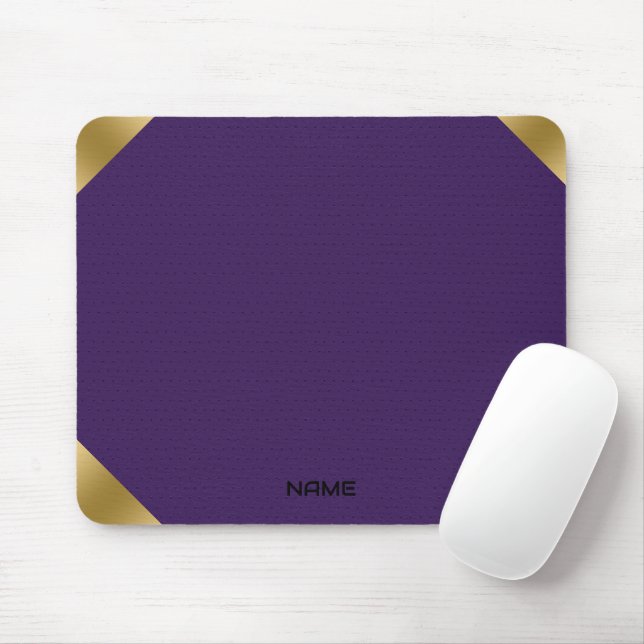 Tapis De Souris Impression d'image en cuir violet avec accents or (Avec souris)
