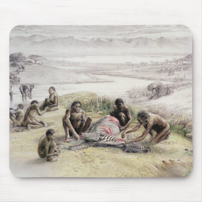 Tapis De Souris Impression d'un camp occupé par des habilis homos (Devant)