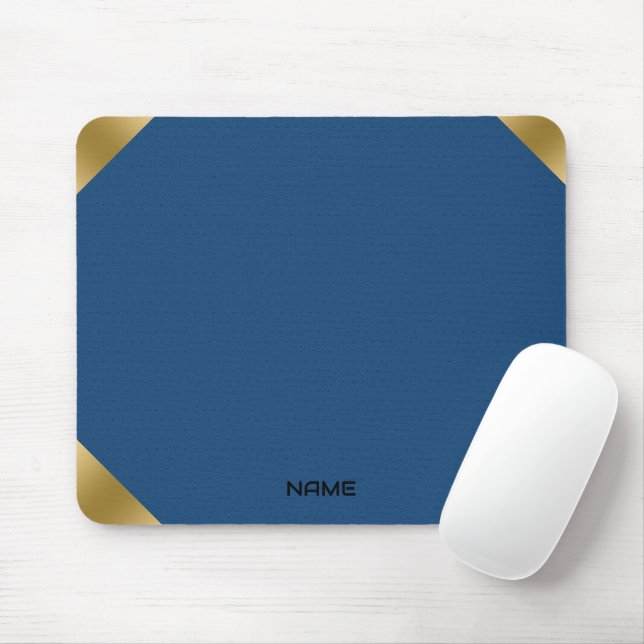 Tapis De Souris Impression en cuir bleu avec accents or (Avec souris)