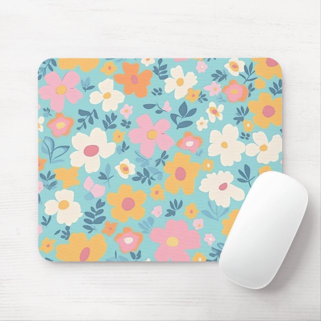 Tapis De Souris Impression florale d'été (Avec souris)