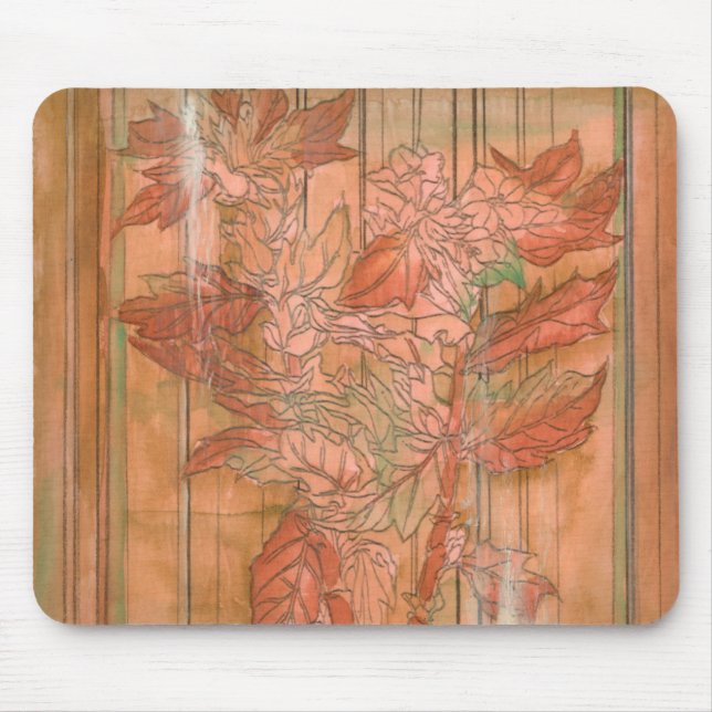 Tapis De Souris Impression florale orange moderne sur Arrière - pl (Devant)