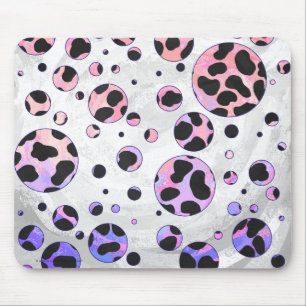 Tapis De Souris Impression pois dalmate noir et rose
