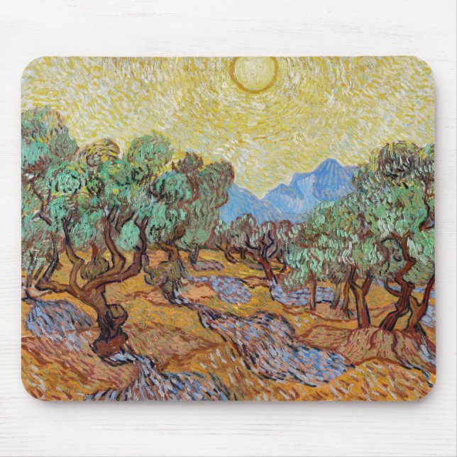 Tapis De Souris Impressionnisme Vincent Van Gogh Olive Trees Fameu (Devant)
