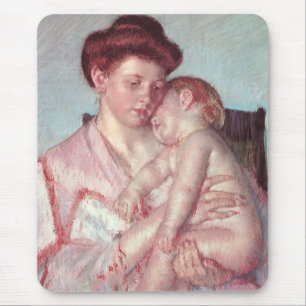 Tapis De Souris Impressionnisme vintage, bébé endormi par Mary Cas