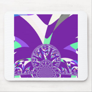 Tapis De Souris Imprimante d'art bleu rétro Cyan Kaleidoscope