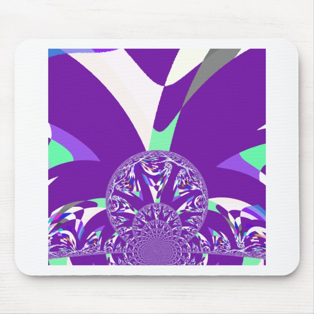 Tapis De Souris Imprimante d'art bleu rétro Cyan Kaleidoscope (Devant)