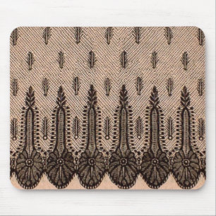 Tapis De Souris imprimé à maille florale noire