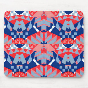 Tapis De Souris imprimé abstrait rouge blanc et bleu #1