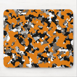 Tapis De Souris Imprimé camouflage orange noir gris beige