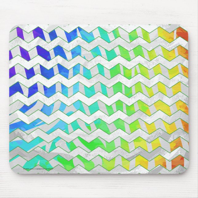 Tapis De Souris Imprimé chevron zèbre arc-en-ciel et blanc (Devant)