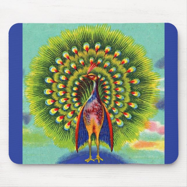 Tapis De Souris imprimé de paon amusant (Devant)