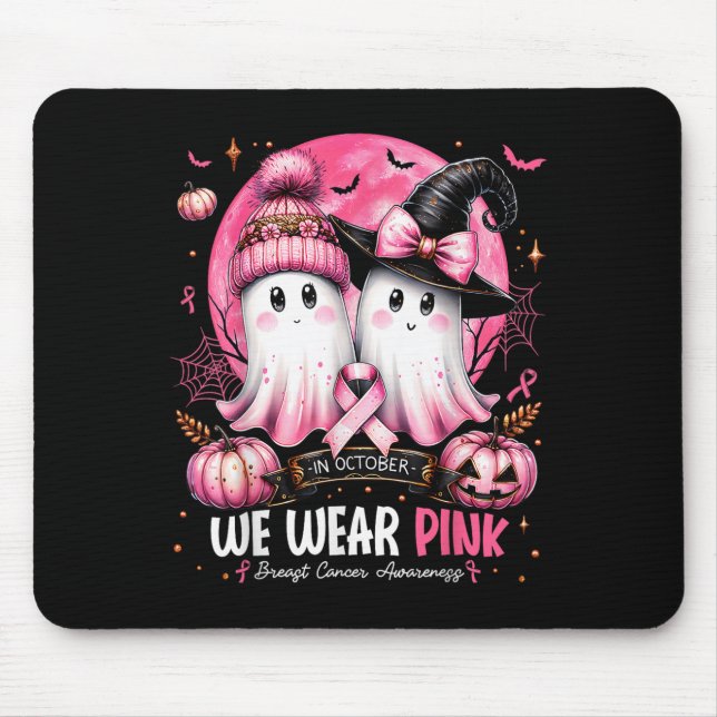 Tapis De Souris In October We Wear Nk Ghost Witch Breast Cancer Aw (Devant)