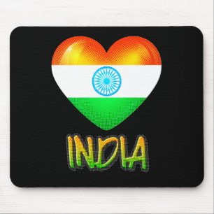 Tapis De Souris Inde Drapeau Coeur coupé