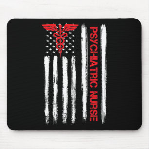 Tapis De Souris Infirmière Américaine Drapeau Rn Santé Mentale Psy