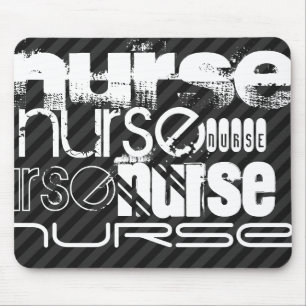 Tapis De Souris Infirmière; Gris Noir & Noir